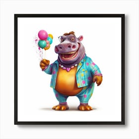 Cartoon Hippo Art Print