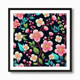 Sakura Flower Seamless Pattern Art Print