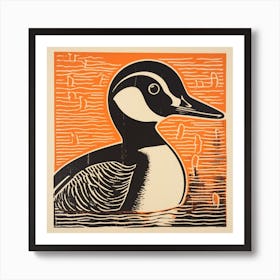 Retro Bird Lithograph Bufflehead 1 Art Print