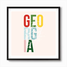 Georgia The Peach State Color Art Print