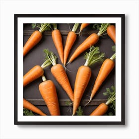 Carrots On A Black Background 2 Art Print