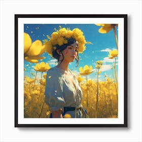 Field Of Yellow Flowers 52 Art Print