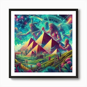 God creating the pyramids 6 Art Print