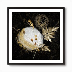 Luxurious White and Gold Leaf 1 Art Print