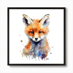 Fox Watercolor Painting Art Print