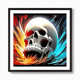 Skull In Flames 1 Art Print