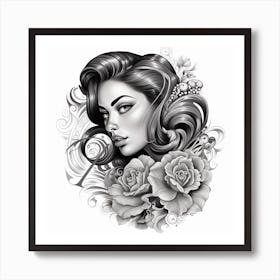 Wolf51072 Chicano A Tattoo Illustration Depicting Realistic Por 21dbcdb7 E934 42fc Aaf3 5beb34f09f55 Art Print