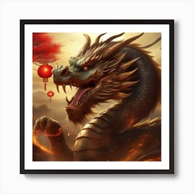 Dragon On Fire Art Print