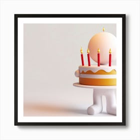 Birthday Cake With Candles Art Print