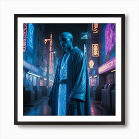 Neon Lights And A Man Art Print