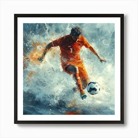 Soccer Player Kicking The Ball Art Art Print