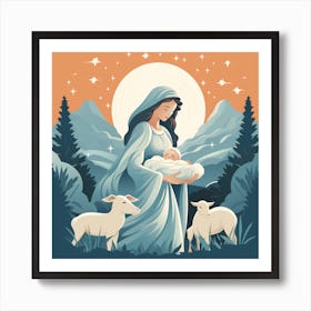 Jesus With Sheep Art Print