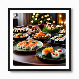 Christmas Sushi Art Print