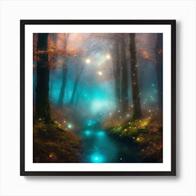 Fireflies In The Forest Art Print