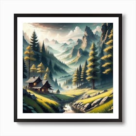 Mountain Landscape Painting 2 Art Print