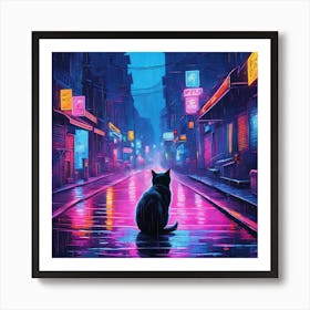 Cat In The Rain 2 Art Print