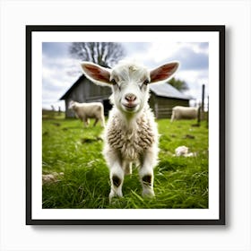 Grass Rural Green Goat Farm White Nature Field Mammal Milk Farming Farm Animal Domestic (1) Art Print