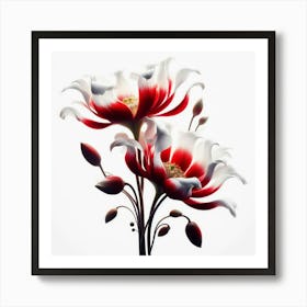 White And Red Flowers Art Print