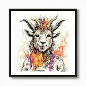 Goat In Flames 15 Art Print