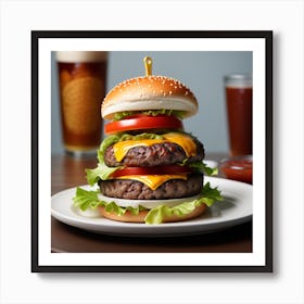 Hamburger And Beer 7 Art Print