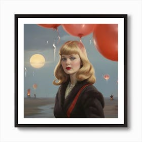 'The Girl With Red Balloons' Art Print