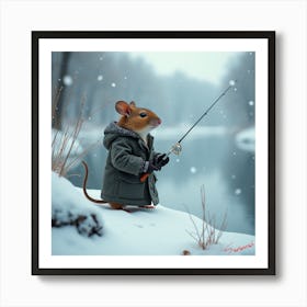 Mouse Fishing Art Print