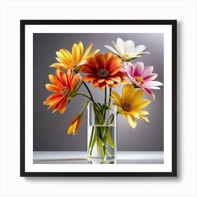 Colorful Flowers In A Vase 1 Art Print