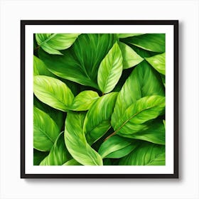 Seamless Green Leaves Pattern 1 Art Print