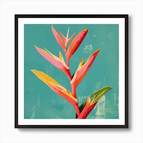 Heliconia 3 Square Flower Illustration Art Print