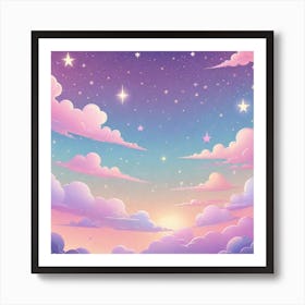 Sky With Twinkling Stars In Pastel Colors Square Composition 37 Art Print