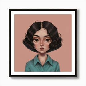 Girl With Black Hair Print Art Print