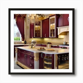 Burgundy Kitchen Art Print