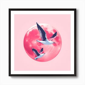 Pink Seagulls Art Print