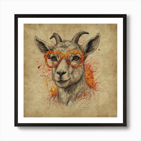 Goat In Glasses 3 Art Print