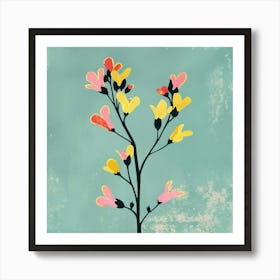 Coral Bells 3 Square Flower Illustration Art Print