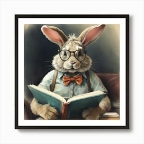 Rabbit Reading A Book 2 Art Print