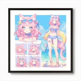 Pink Cat Art Print