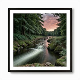 Sunset In The Forest Art Print