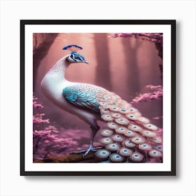 Peacock In The Forest Art Print