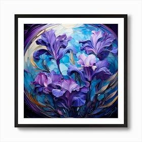 Purple Irises 11 Art Print