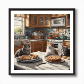 Cats In The Kitchen 1 Art Print