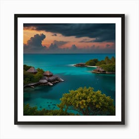 Sunset At A Tropical Island Art Print