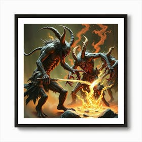 Demons Fighting 1 Art Print