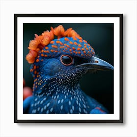 Blue Bird With Orange Feathers Art Print