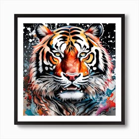 Tiger Paint Splash Art Print