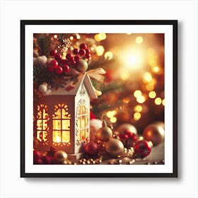 Christmas Decoration With A Lantern Art Print