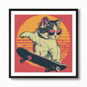 Skateboard Cat 1 Art Print