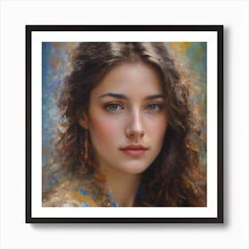 Woman With Long Curly Hair Art Print