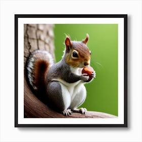 Squirrel Eating Acorn Art Print