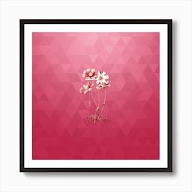 Vintage Fine Leaf Cosmus Flower Botanical in Gold on Viva Magenta n.0692 Art Print